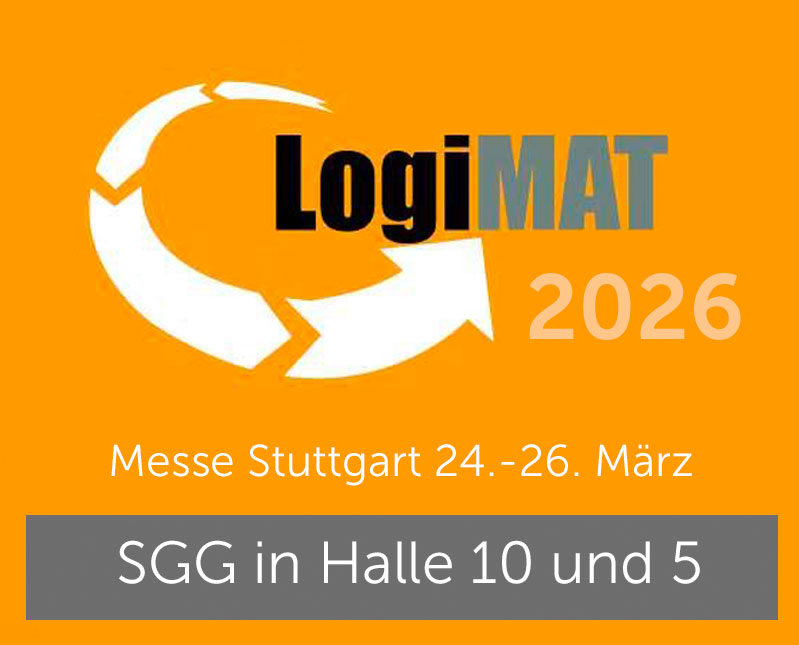 Messehinweis mit dem Logo der LogiMAT Messe und dem Hinweis: 24. bis 26. März 2026 in Stuttgart sowie Halle 10 und Halle 5