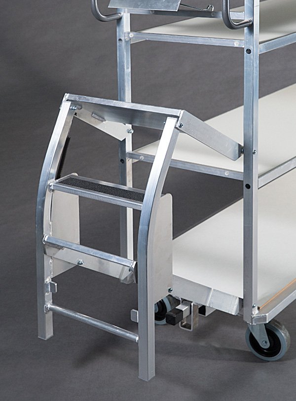 Produktabbildung eines Kommissionierwagen aus Aluminium, Nahrungsergänzungsmittel - Detailansicht