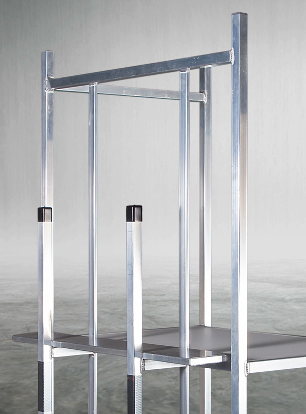 Produktabbildung eines Kommissionierwagen aus Aluminium, Kartonwagen in der Textilbranche - Detailansicht