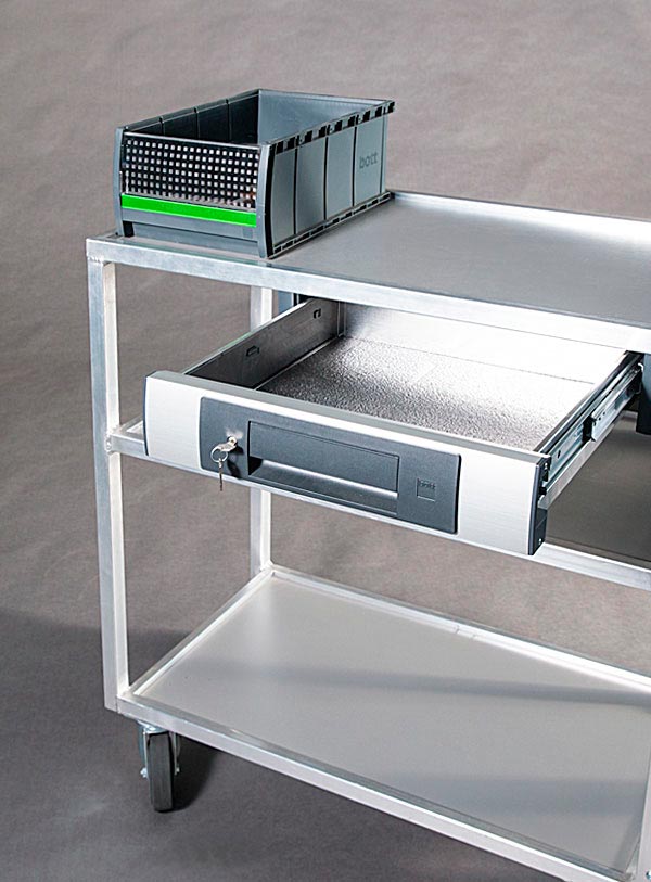 Produktabbildung eines Kommissionierwagen aus Aluminium, Sortierwagen im Großhandel - Detailansicht