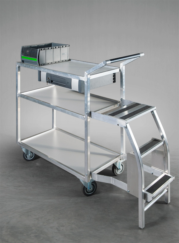 Produktabbildung eines Kommissionierwagen aus Aluminium, Sortierwagen im Großhandel
