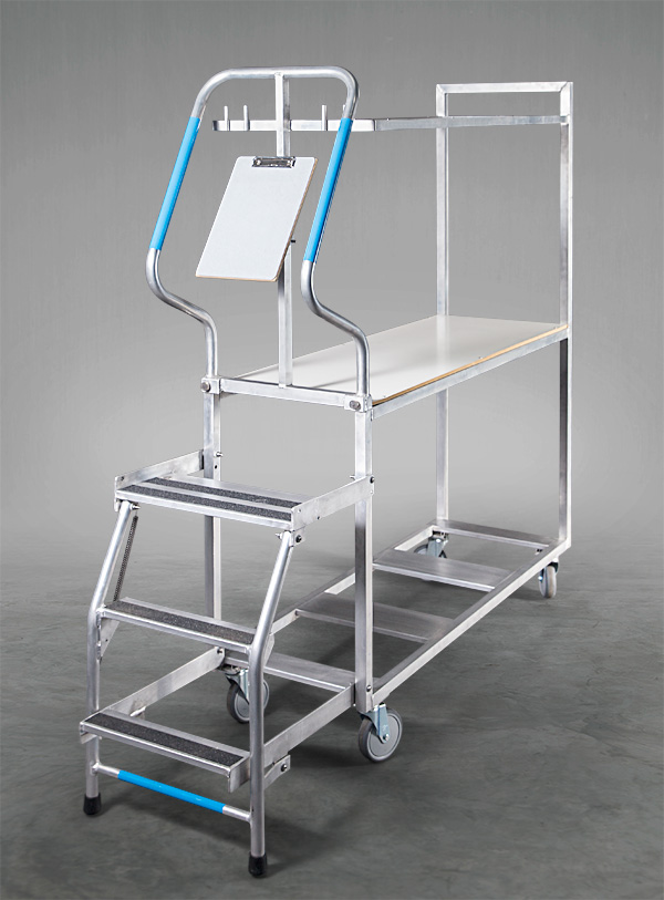 Produktabbildung eines Kommissionierwagen aus Aluminium, Projektwagen, Griffergonomie