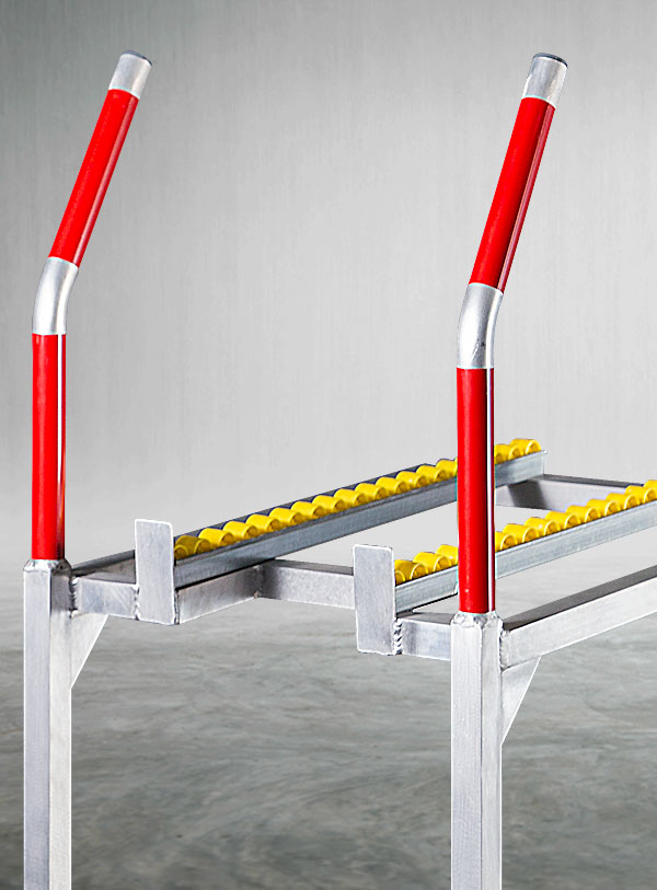 Produktabbildung eines Kommissionierwagen aus Aluminium, Naschub-Lagersprinter, Studie Versandhandel - Detailansicht- Detailansicht