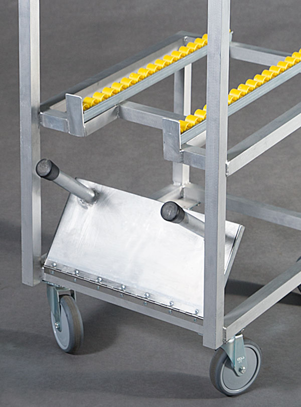 Produktabbildung eines Kommissionierwagen aus Aluminium, Naschub-Lagersprinter, Studie Versandhandel - Detailansicht- Detailansicht