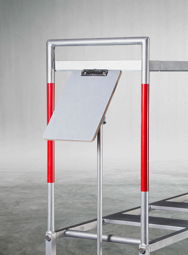 Produktabbildung eines Kommissionierwagen aus Aluminium, Projektwagen Behältertransport - Detailansicht