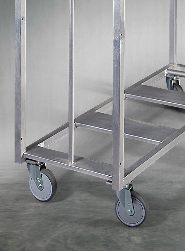 Produktabbildung eines Kommissionierwagen aus Aluminium, Projektwagen Behältertransport - Detailansicht