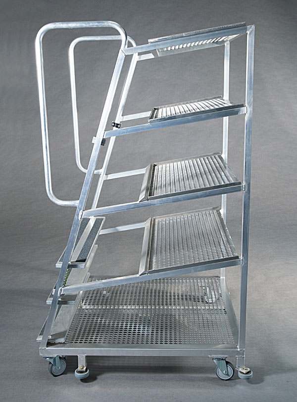 Kommissionierwagen aus Aluminium, Transportwagen in der Werkzeugbranche - Seitenansicht