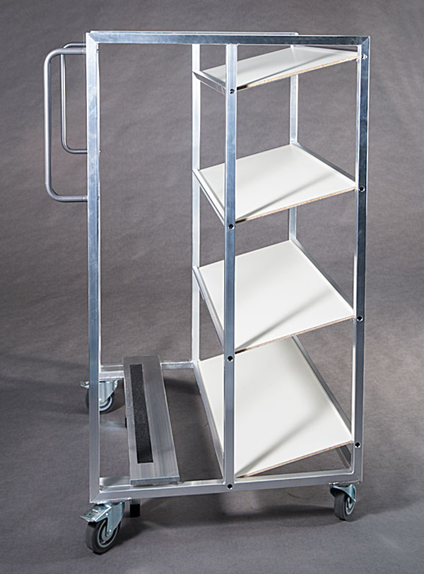 Kommissionierwagen aus Aluminium, Drogerieprodukte - Detailansicht