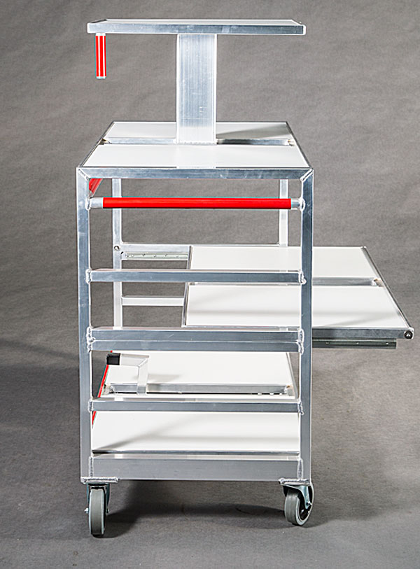 Kommissionierwagen aus Aluminium, B2B, für den Textilversandhandel - Detailansicht