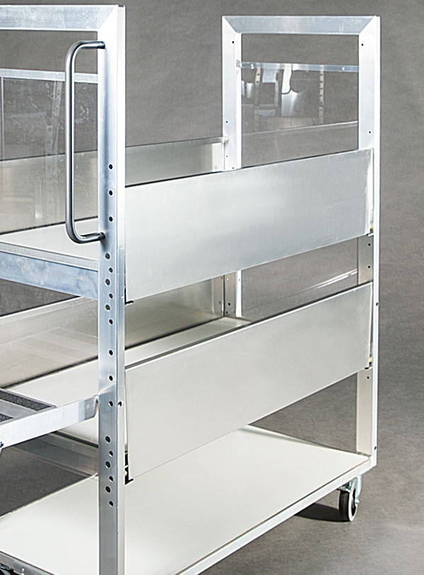 Kommissionierwagen aus Aluminium, Textilbranche - Detailansicht