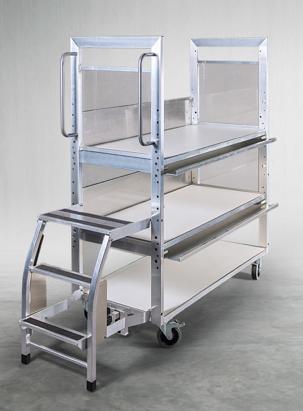 Kommissionierwagen aus Aluminium, Textilbranche