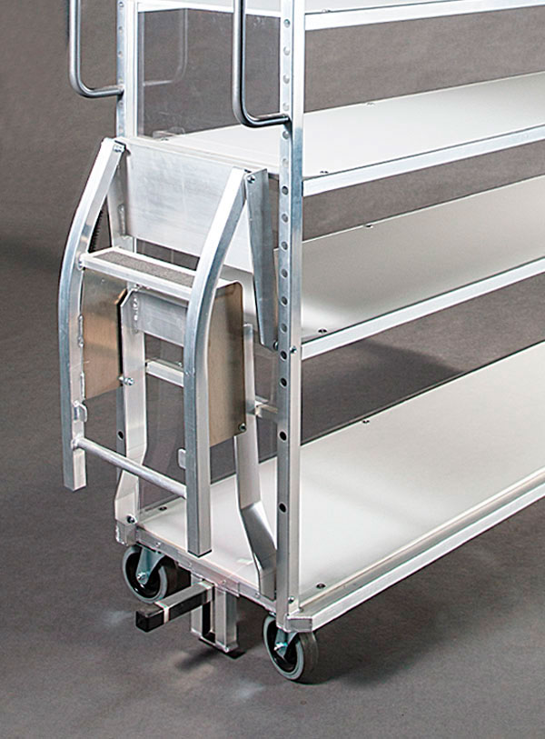 Kommissionierwagen aus Aluminium, Spielwarenversand - Detailansicht