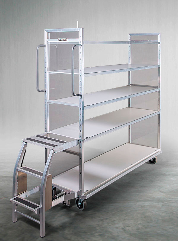 Kommissionierwagen aus Aluminium, Spielwarenversand